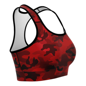 Women's All Red Camouflage Athletic Sports Bra Right