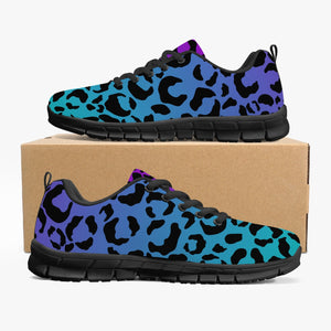 Women's Purple Blue Leopard Cheetah Print Workout Gym Sneakers