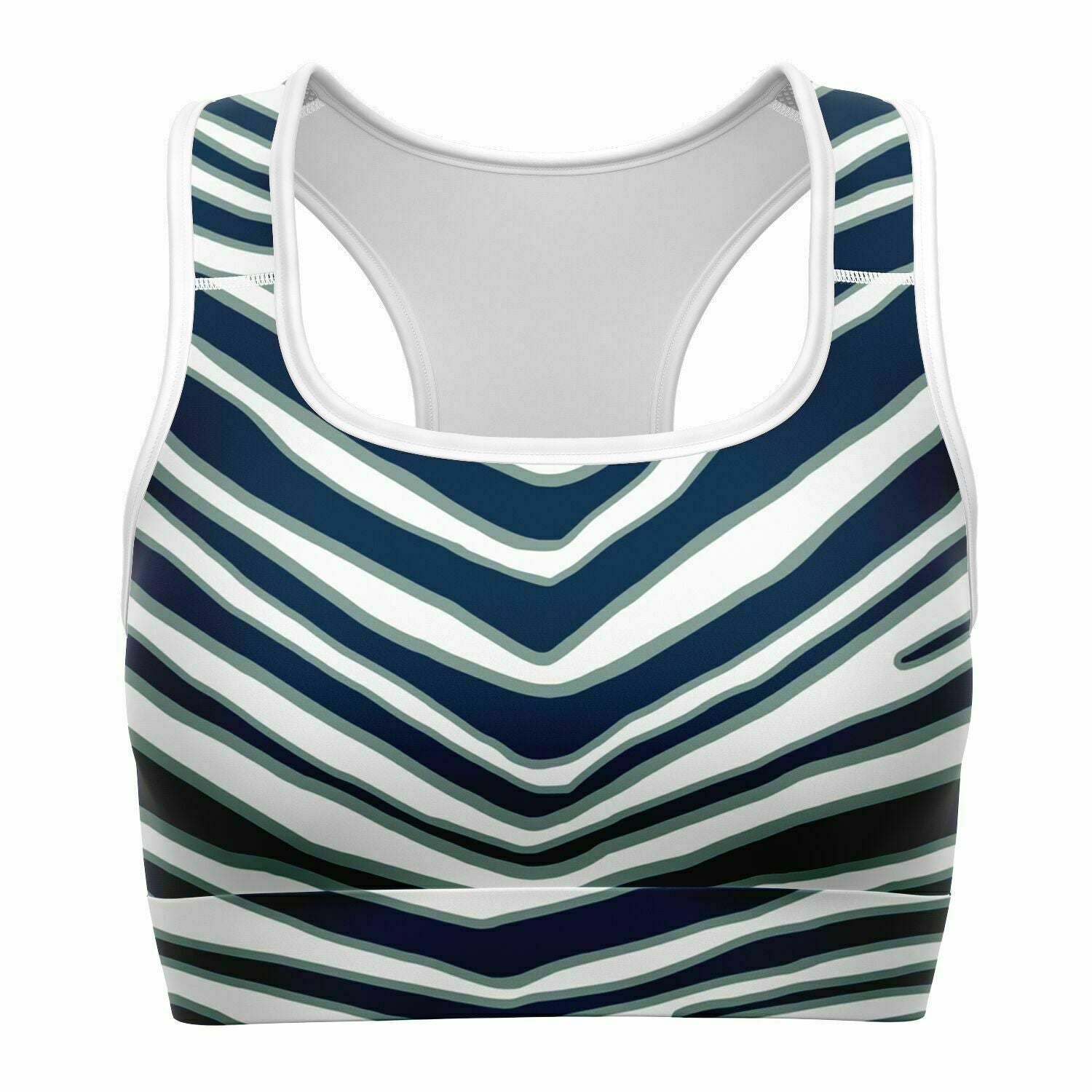 Women's Dallas Texas Football Blue Silver Wild Zebra Stripe Animal Pattern Athletic Sports Bra