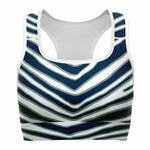 Women's Dallas Texas Football Blue Silver Wild Zebra Stripe Animal Pattern Athletic Sports Bra