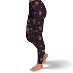 Women's Pink Hearts Polka Dots High-waisted Yoga Leggings