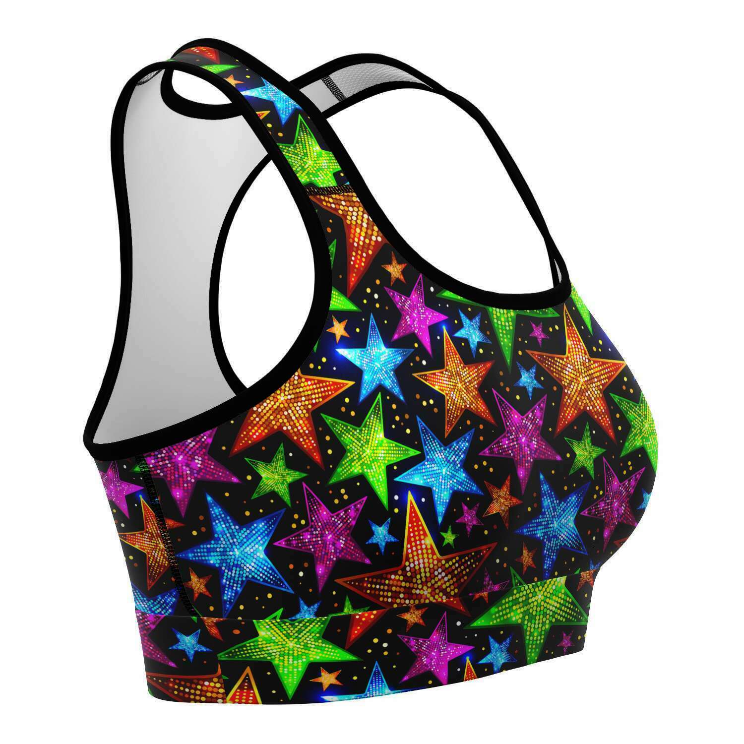 Women's Christmas Stars Lights Athletic Sports Bra Right