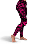 Women's Black Pink Marble Swirl Yoga Fitness Leggings Right