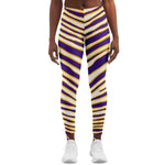 Women's Minnesota Football Purple Gold Wild Zebra Stripe Animal Pattern Mid-rise Athletic Yoga Leggings