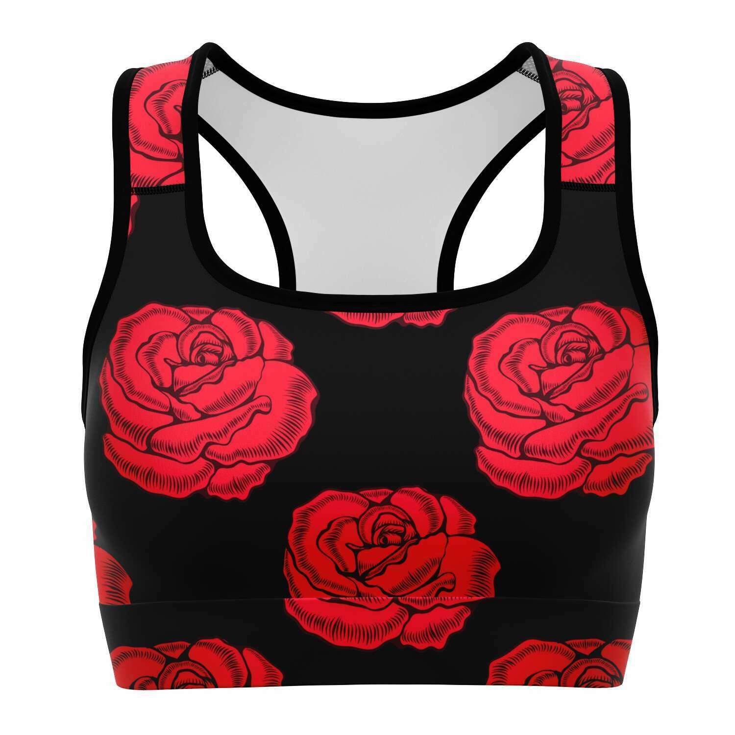 Women's Roses Are Red Valentines Athletic Sports Bra