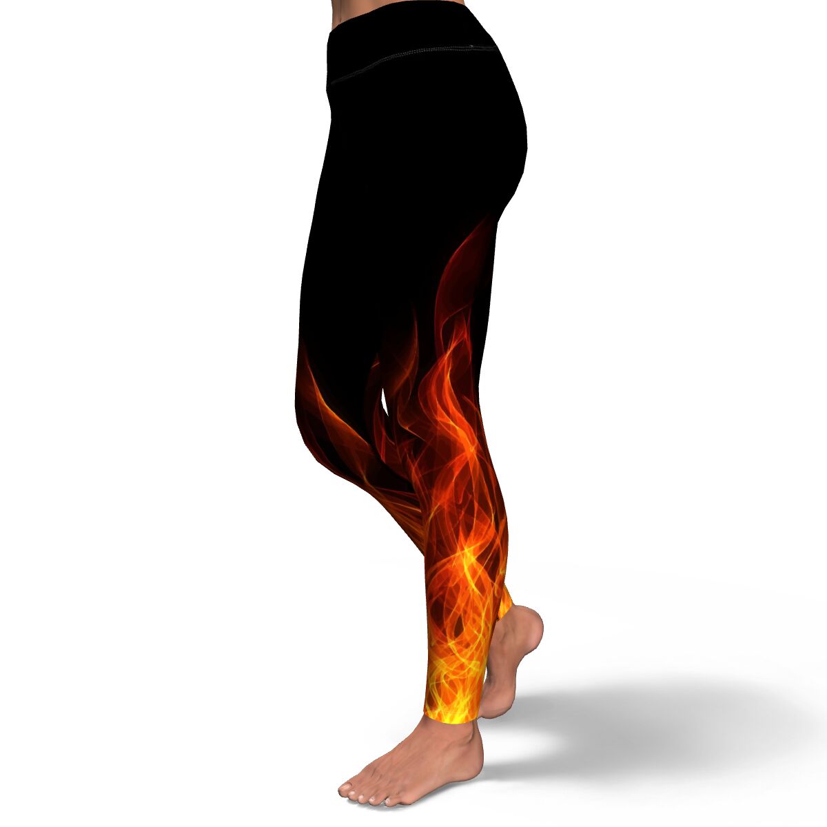 Women's Witchy Woman Hot Rod Fire High-Waisted Yoga Leggings Left