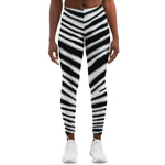 Women's Las Vegas Football Black Wild Zebra Stripe Animal Pattern Mid-rise Yoga Leggings