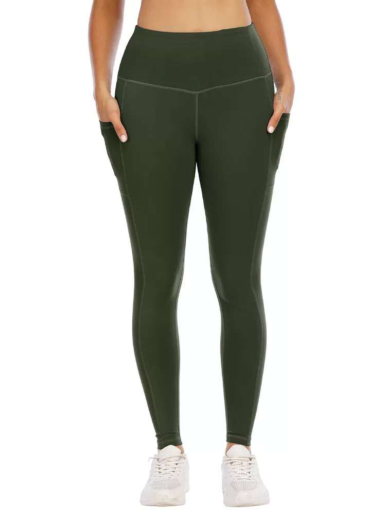 Olive Green Leggings With Pockets