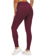 Wine Red Leggings With Pockets