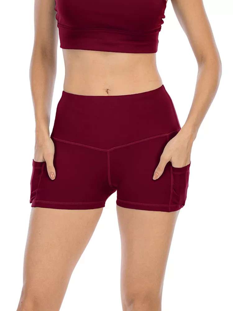 Wine Red Shorts With Pockets