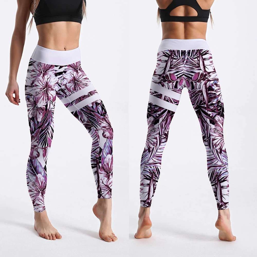 Purple Palm Leaf Leggings