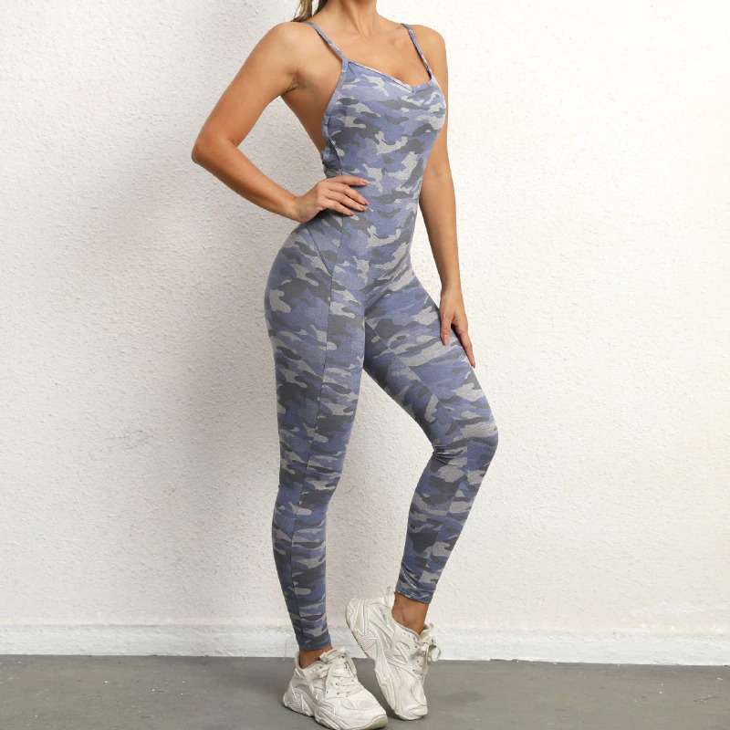 Blue Grey Camo Jumpsuit Full