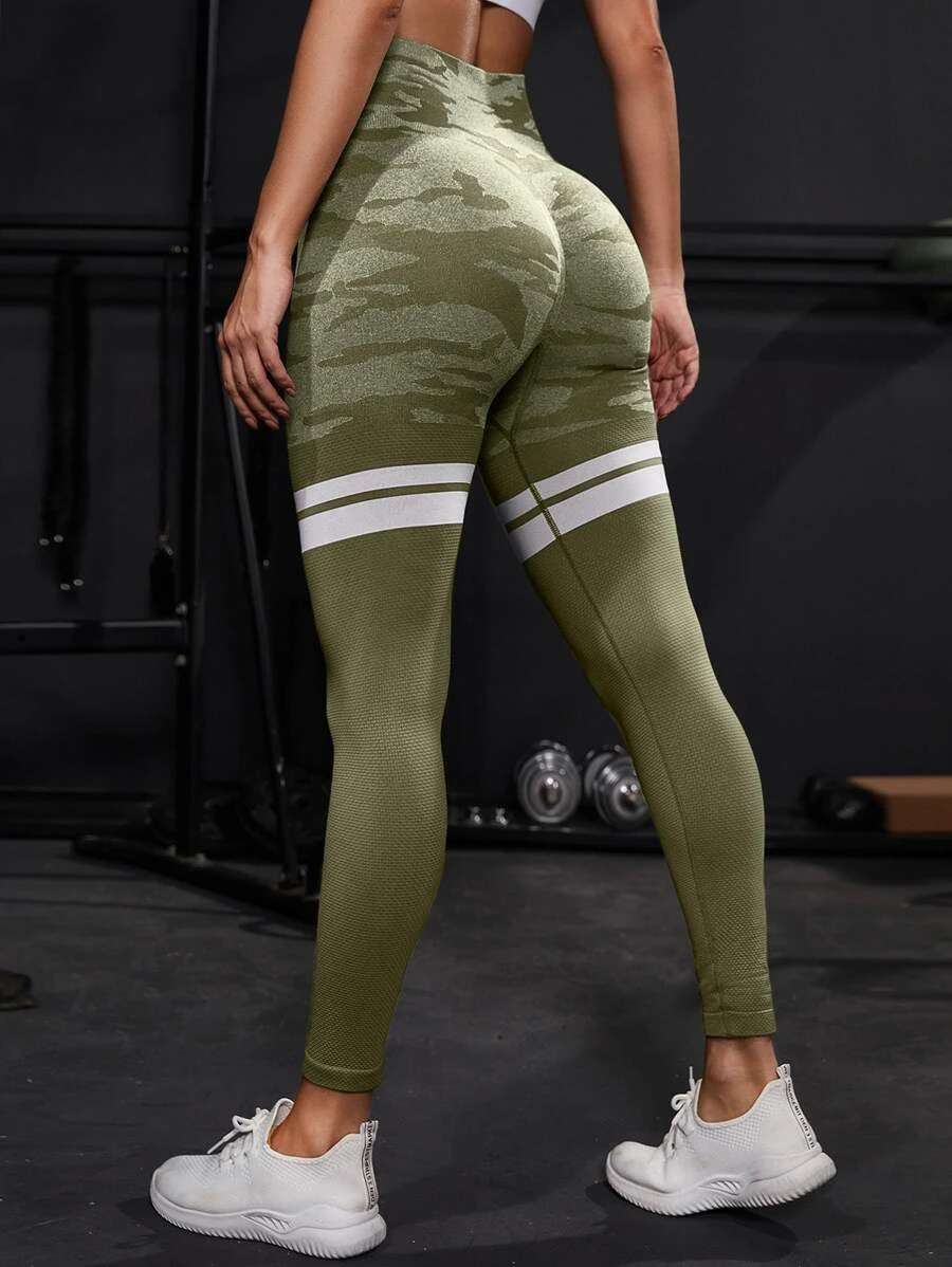 High Waist White Striped Camo 7 8 Gym Leggings For Women Stretchy,  Fashionable, And Comfortable Workout Pants From Long01, $9.82