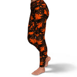 Women's Orange Digital Camouflage High-Waisted Yoga Leggings Left