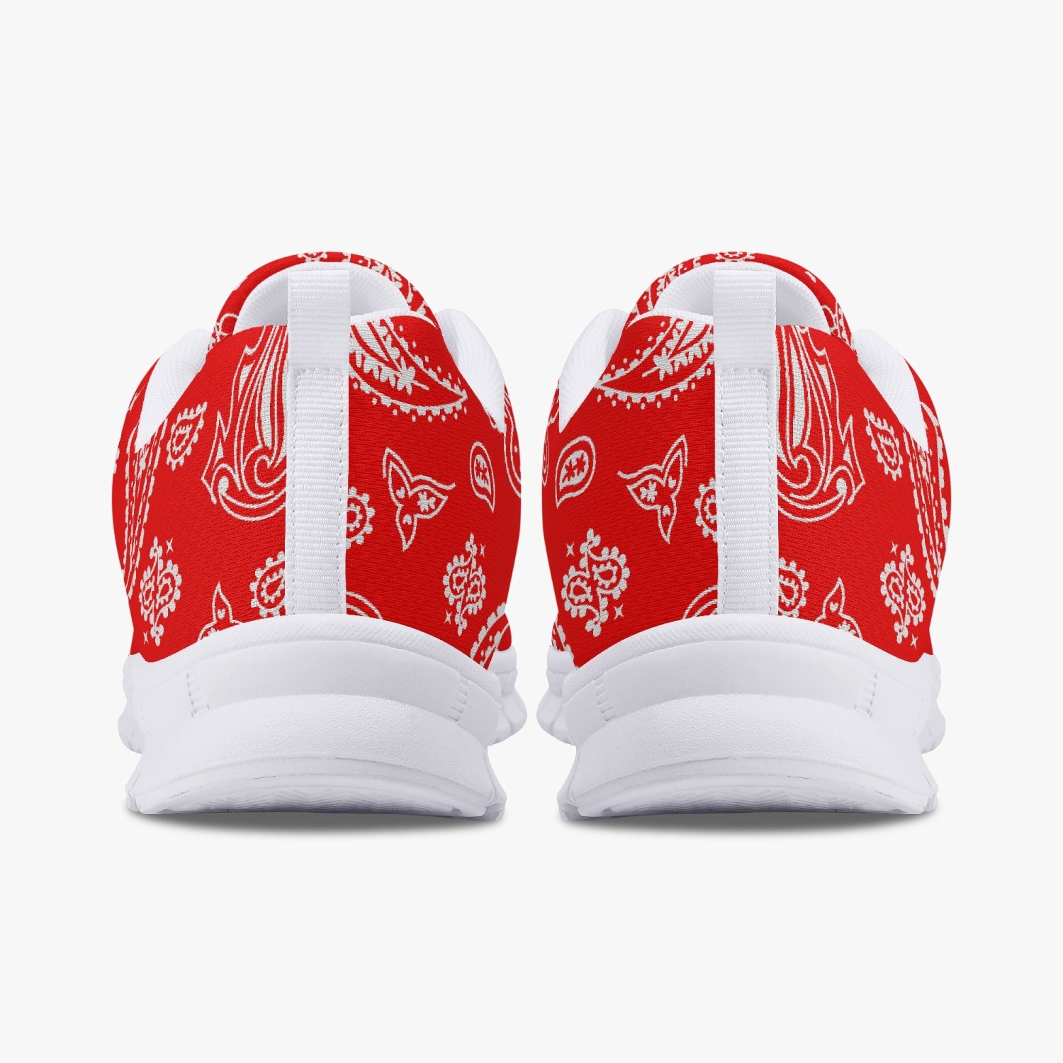 Women's Classic Red White Paisley Bandana Gym Workout Sneakers Back