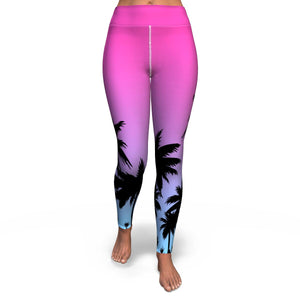 Women's California Vibes Palm Tree High-waisted Yoga Leggings Front