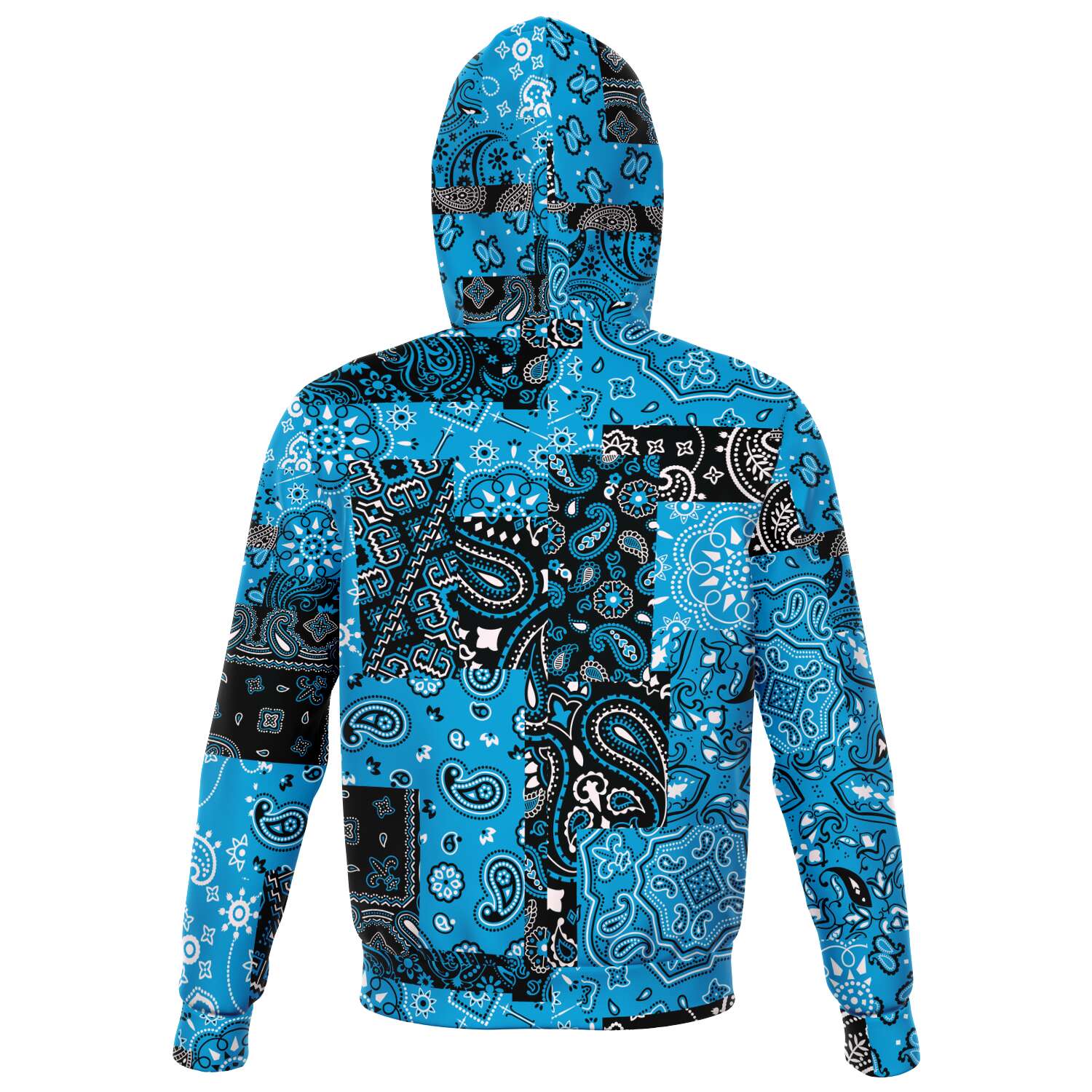 Unisex Teal Paisley Patchwork Hoodie