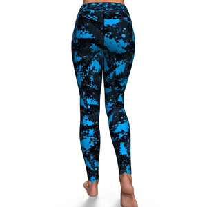 Women's Blue Digital Camouflage High-waisted Yoga Leggings Back
