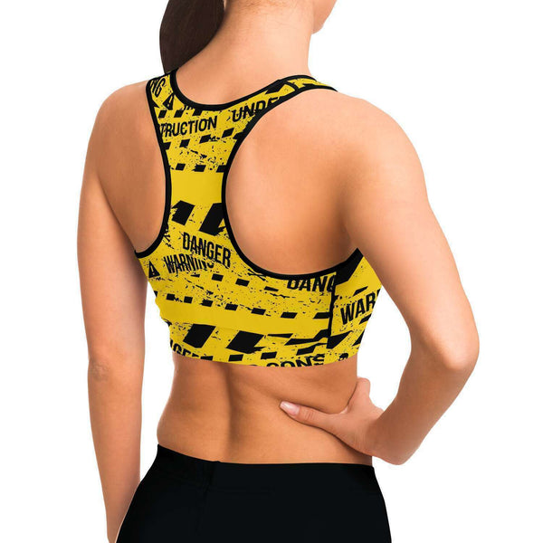 Justice Girls Good Vibes Yellow & Black Athletic Sports Bra Top