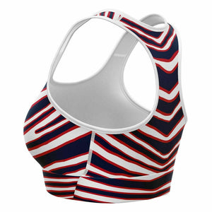 New England Zebra Stripe Sports Bra