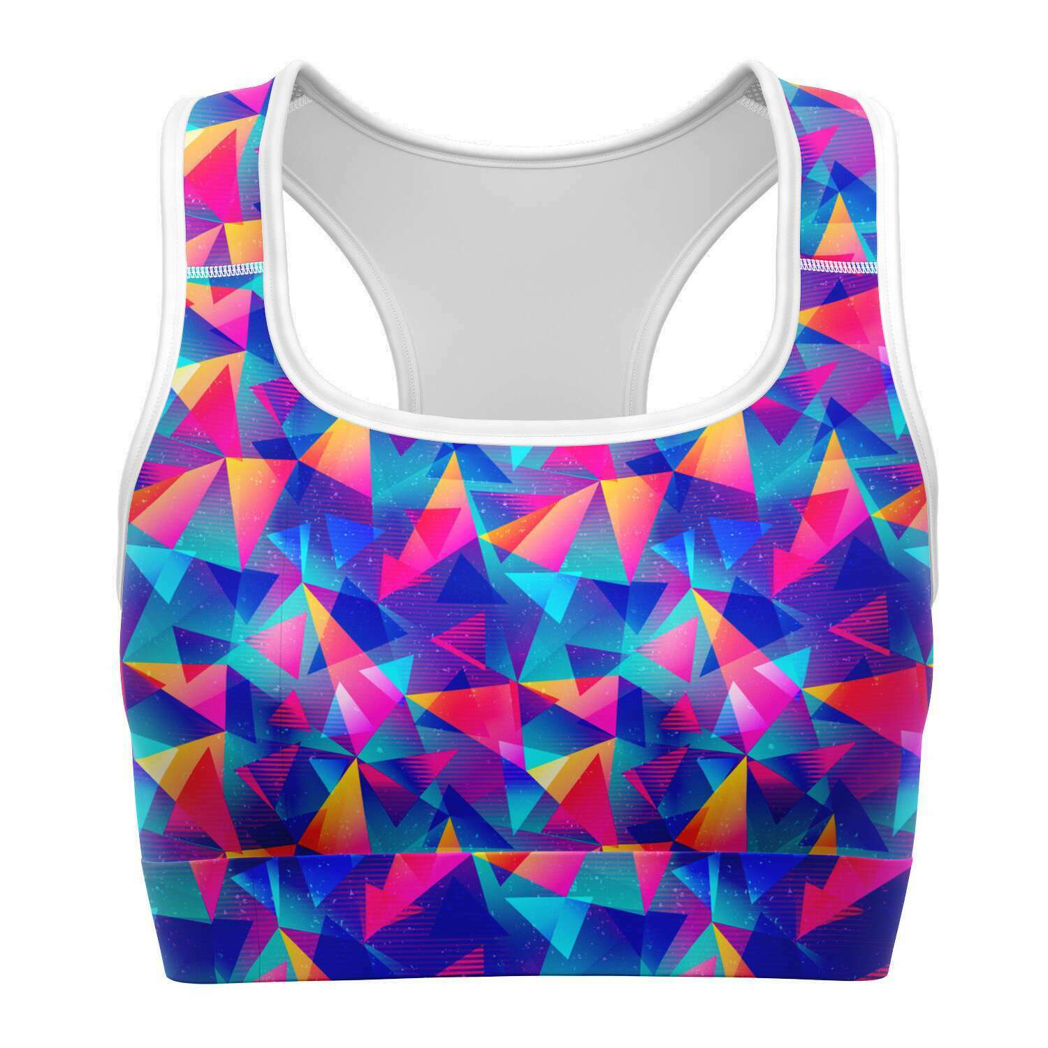 Women's Rainbow Prism Triangle Athletic Sports Bra Front