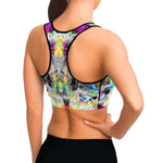 Women's Scrambled Digital TV Signal Athletic Sports Bra Model Right