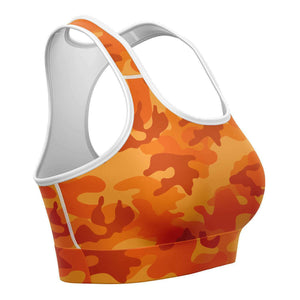 Women's All Orange Camouflage Athletic Sports Bra Right
