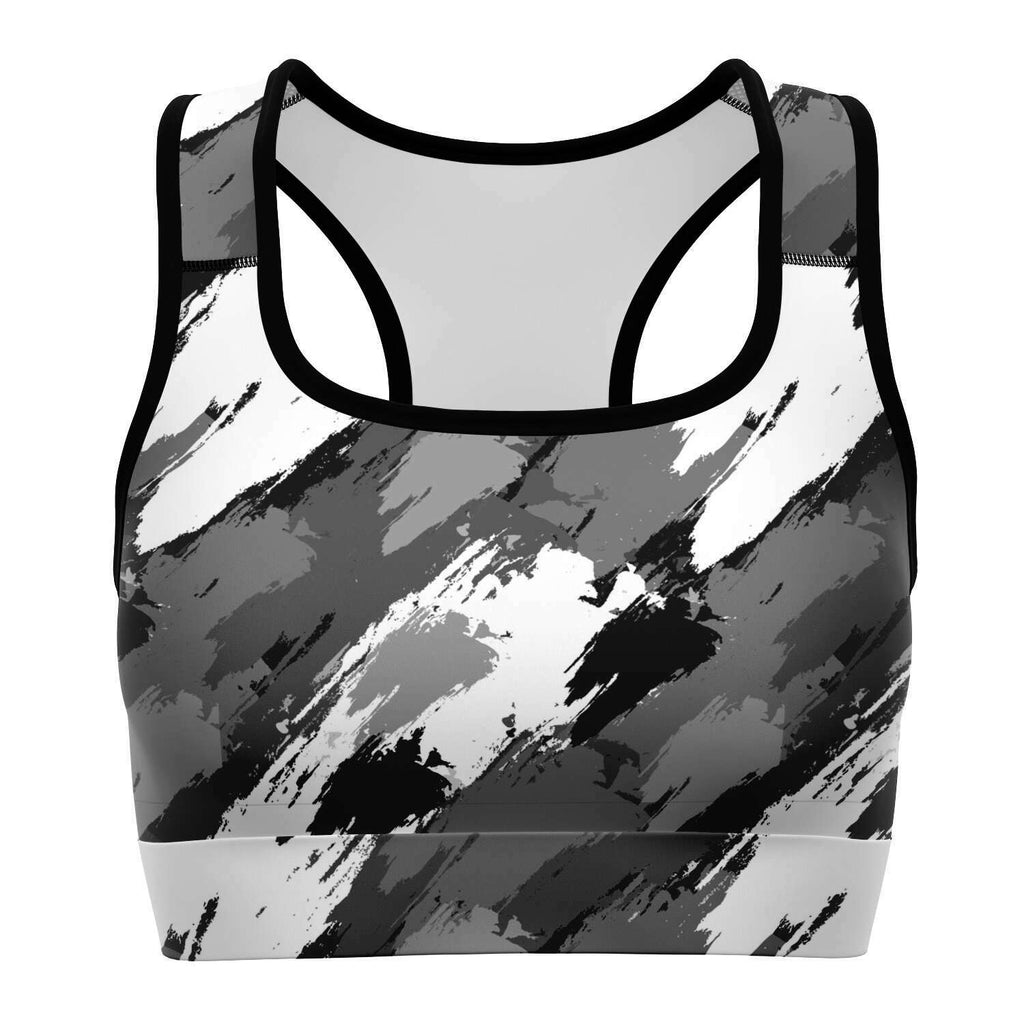 Women's Winter Brush Camouflage Athletic Sports Bra Front