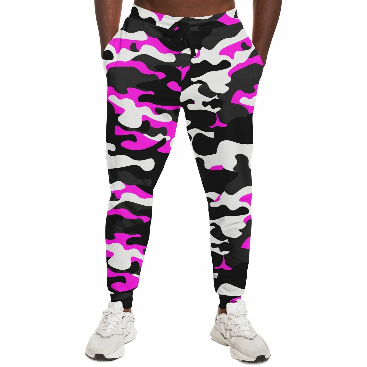Unisex Urban Jungle Pink White Black Camouflage Athletic Joggers