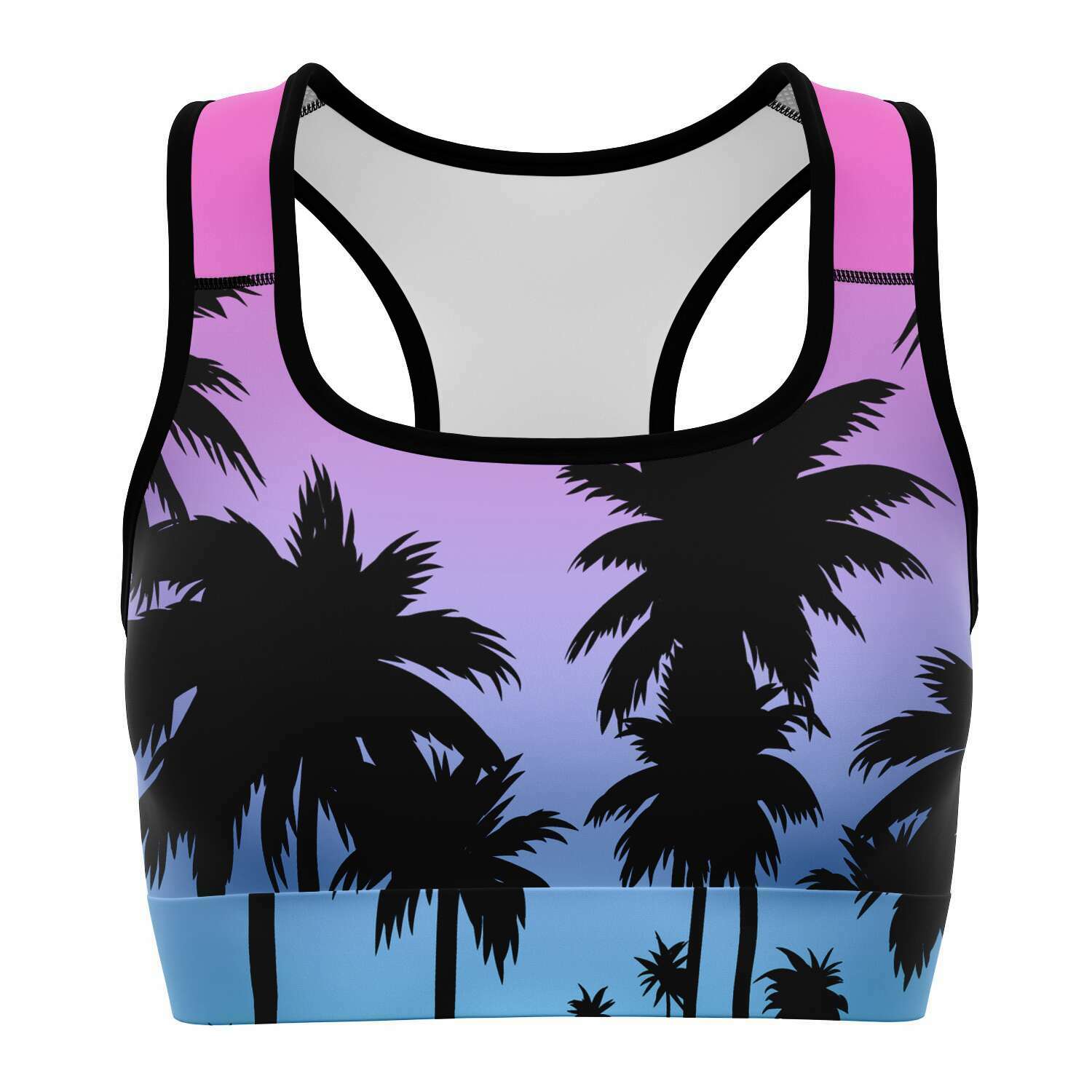 Women's California Vibes Palm Tree Athletic Sports Bra Front