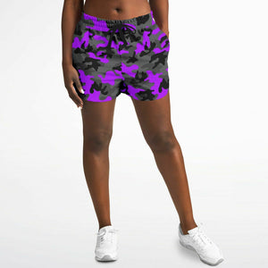 Black Purple Camo Running Shorts