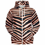 Unisex Chicago Football Blue Orange Wild Zebra Stripe Animal Pattern Athletic Zip-Up Hoodie