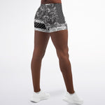 Black White Paisley Patchwork Athletic Shorts