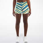 Women's San Diego Football Blue Wild Zebra Stripe Animal Pattern Mid-rise Athletic Booty Shorts