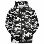 Urban Jungle Black White Camouflage Athletic Zip-Up Hoodie