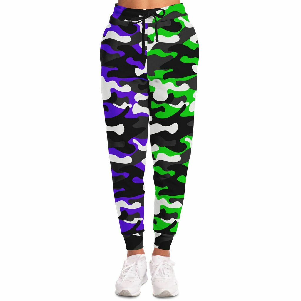 Contrast Urban Jungle Purple Green Camo Joggers