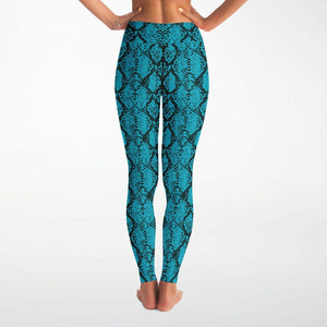 Blue Snakeskin Leggings