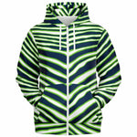 Unisex Seattle Football Green Wild Zebra Stripe Animal Pattern Zip-Up Hoodie