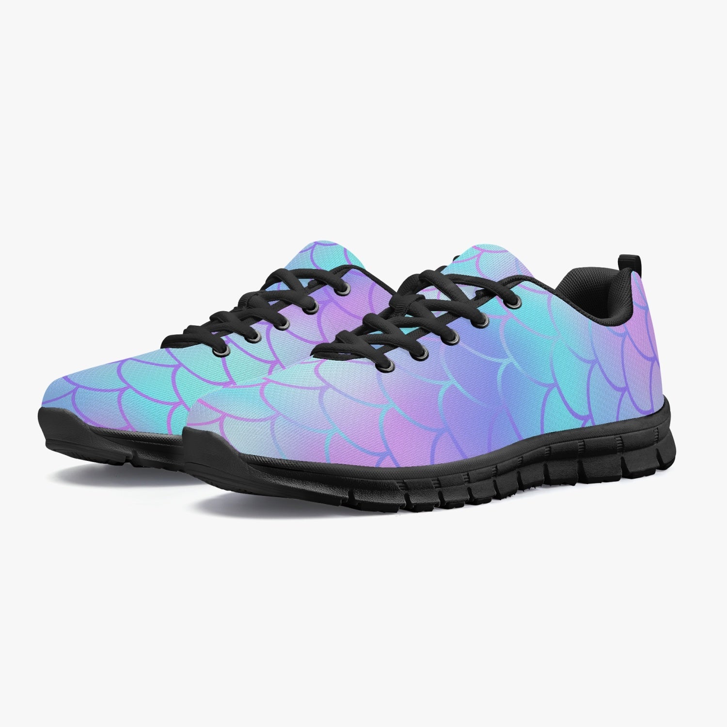 Women's Pink Blue Mermaid Full Scales Workout Gym Sneakers Overview