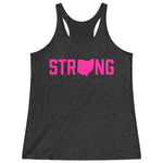 Women's Black Pink Ohio State Strong Fitness Gym Racerback Tank Top