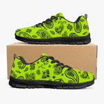Women's Green Highlighter Paisley Gym Workout Running Sneakers