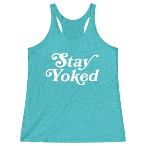 Women's Teal Stay Yoked Fitness Gym Racerback Tank Top