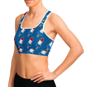 Women's Ice Cream Rocket Popsicle Athletic Sports Bra