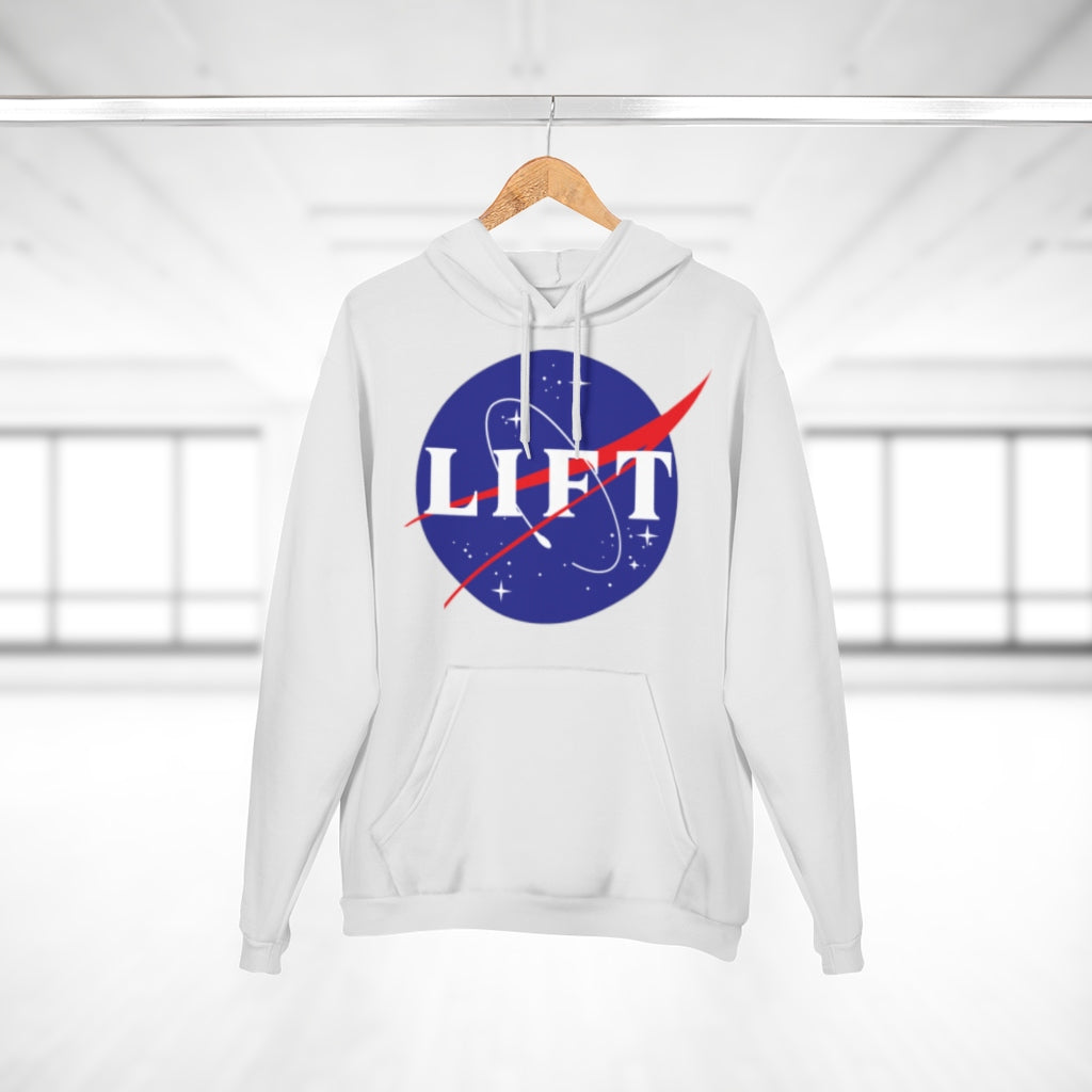 White NASA LIFT Heavy Space Gym Workout Unisex Hoodie Hangar
