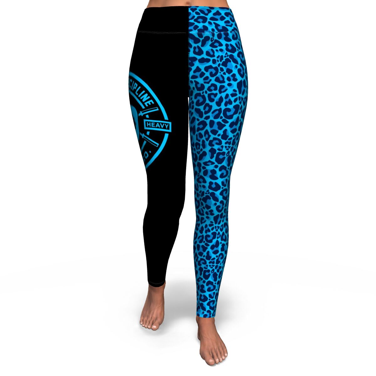 Yoga Tights Leopard Print in Blue Dove, High Waist Leggings