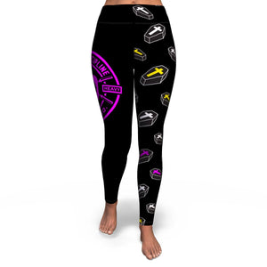 Women's Neon Gothic Crosses Coffins & Covens High-wasted Yoga Leggings Front