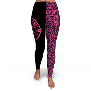 Women's Pink Wild Leopard Cheetah Print High-waisted Yoga Leggings Front