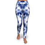 Women's Blue Monotone Tie-Dye High-waisted Yoga Leggings Front