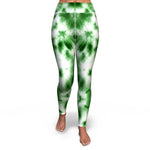 Women's Green Monotone Tie-Dye High-waisted Yoga Leggings Front