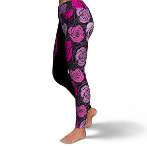 Women's Abstract Roses High-waisted Yoga Leggings Left